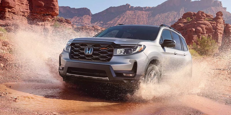 The 2024 Honda Passport off-roading.