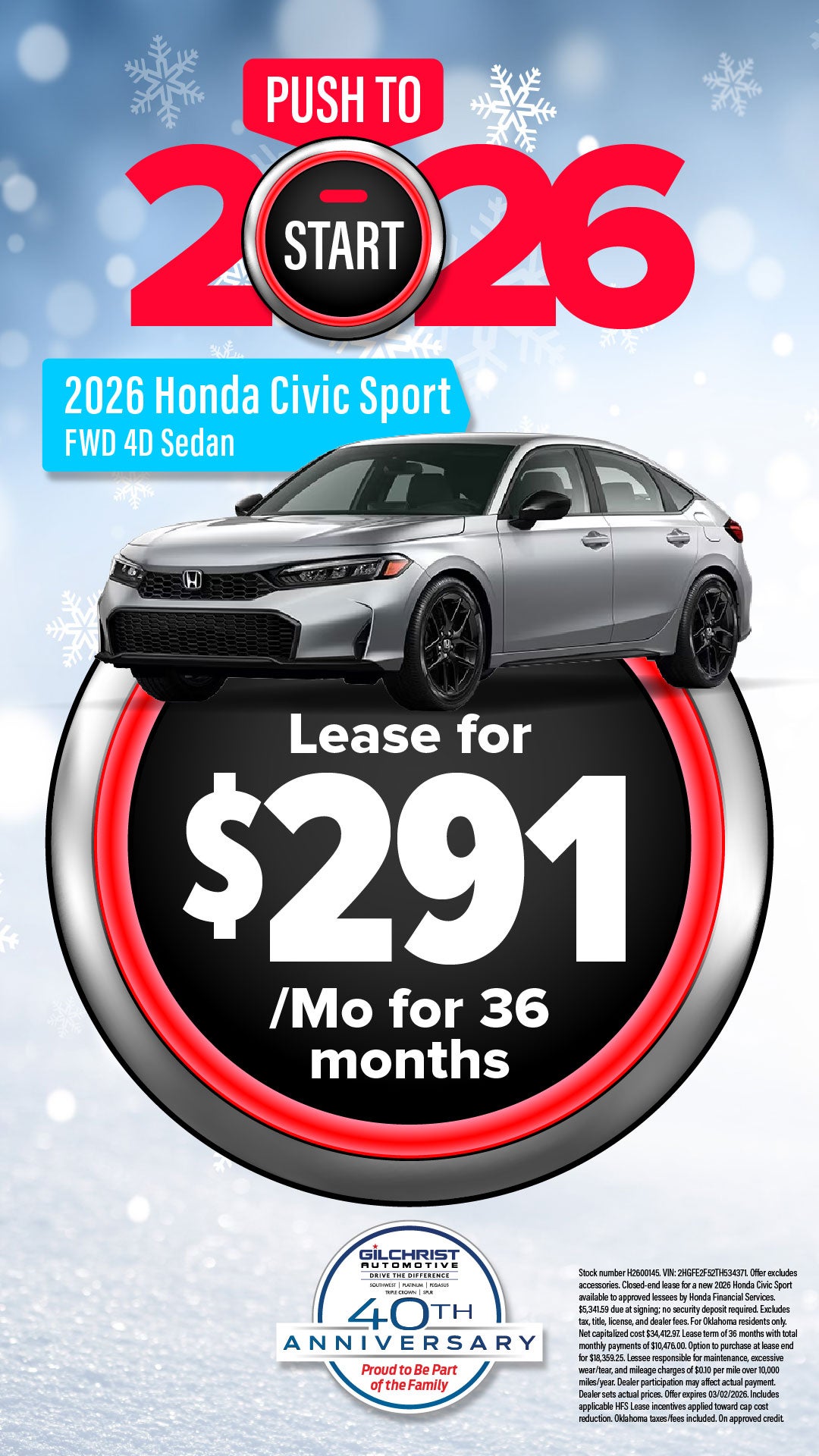 Shop $291/mo Lease Special on 2026 Honda Civic!